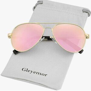 Kids Polarized Aviator Sunglasses - Girls/Boys 3-8yo (50MM) Gold/Pink Mirror
